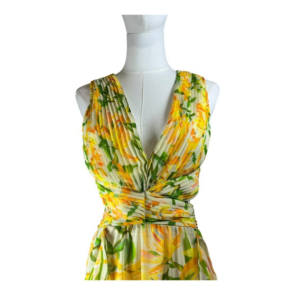 ASTR The Label Alyssa Ruffle Floral Pleated Cut-Out Maxi Dress Size M - Picture 4 of 13